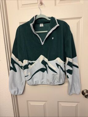 PINK Victoria's Secret Teal Green Fleece sweater